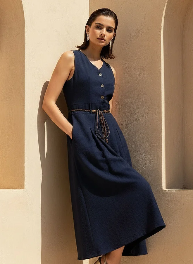 سبلاش فيڤ Midi Shirt Dress with Belt